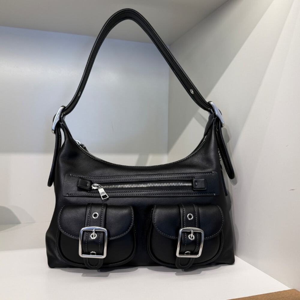 New‼️Coach Allison Zip Top Shoulder Bag CFO81 Silver/Black